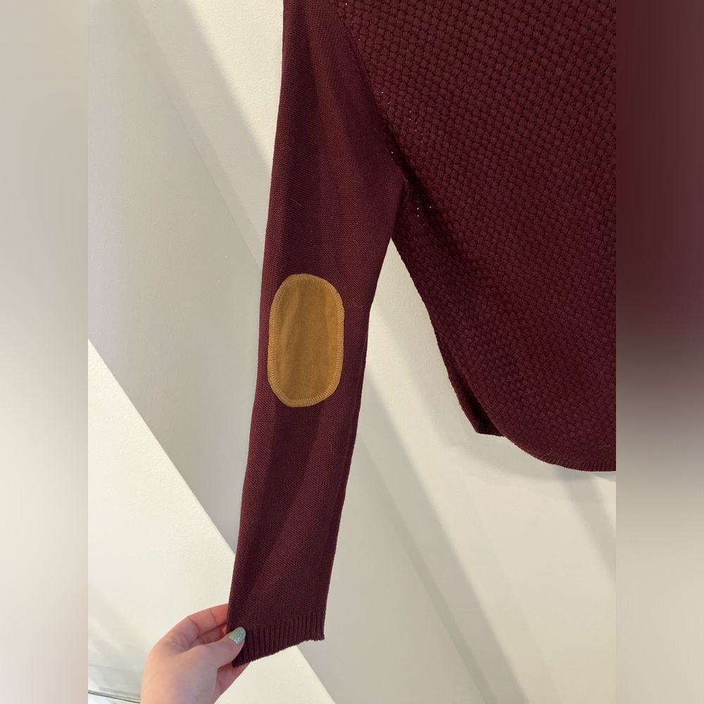 Medium Burgundy Elbow Patch Sweater - image 3